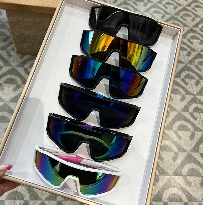 6 Stück Neue Europäische und Amerikanische Stil Große Rahmen Radbrillen für Outdoor-Sportarten Fahren Winddichte Sonnenbrillen