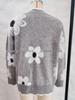 Women's Faux Mink Jacquard Lace Collar Knit Pullover Sweater for Autumn/Winter