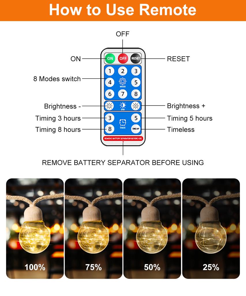 Solar Outdoor String Lights, 9.5m 20bulbs Rope Hemp Solar Patio Lights, Waterproof Warm White Solar Powered String Lights With 8