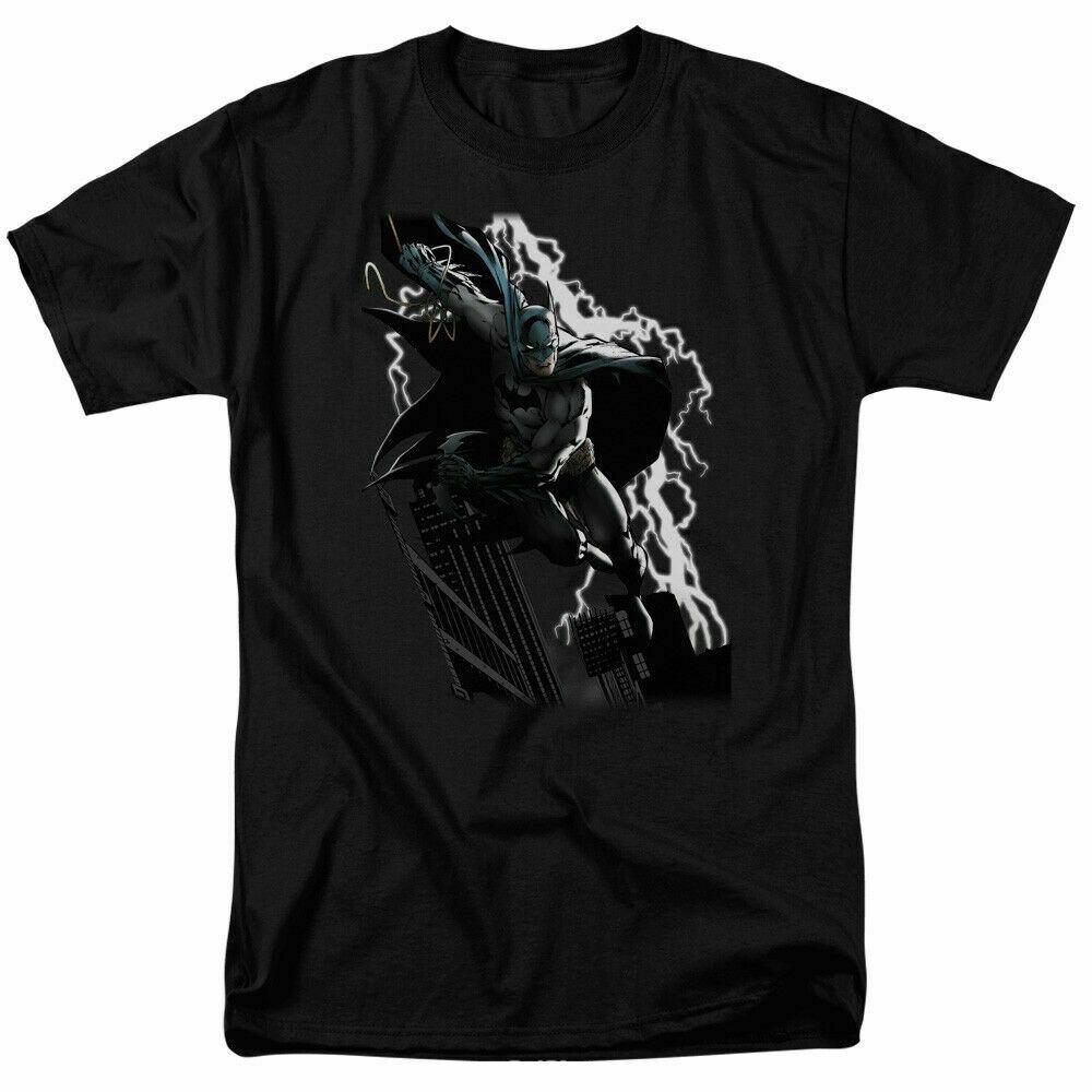 Batman Lighting Crashes T Shirt Licensed Comic Book Tee Black M