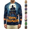Men's Casual Long Sleeve Crew Neck T Shirt Halloween Pumpkin Ghost Print Lightweight Comfortable Fit Top
