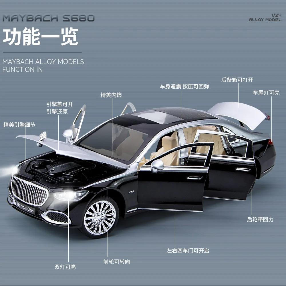 1:24 Mercedes Benz Maybach S680 Simulation Alloy Car Model Decoration Collection Gift Toy Die Casting Model Boy Toy