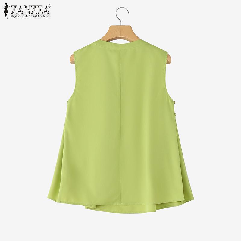 ZANZEA Women Casual Round Neck Loose Summer Sleeveless Tank Tops