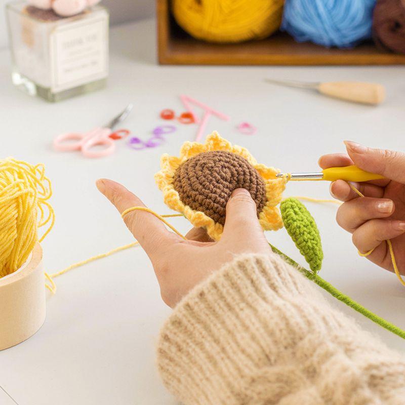 Hand Woven Potted Crochet Artificial Flower Desk Decoration