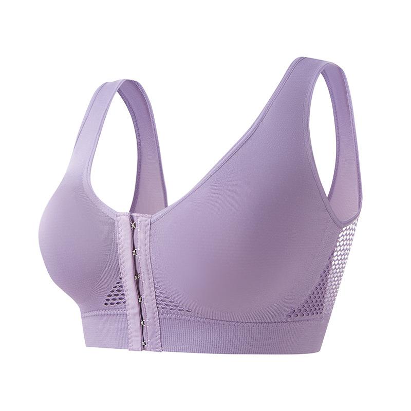 

Новое мягкое хлопковое бюстье с тонкой чашкой, застежкой спереди, для женщин среднего и пожилого возраста, кружевное, без косточек, типа майки, супер большого размера 6XL темно-фиолетового