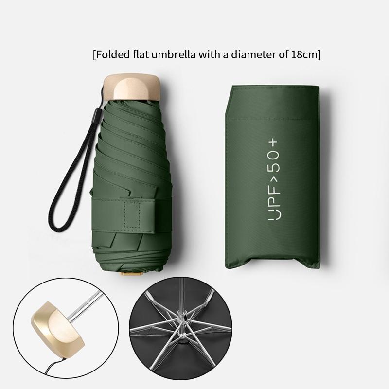 Pocket Rain Umbrella Mini Sun Umbrella Solid Color Folding UV Ultraviolet Protection Sunny Pocket Parasol Compact And Portable