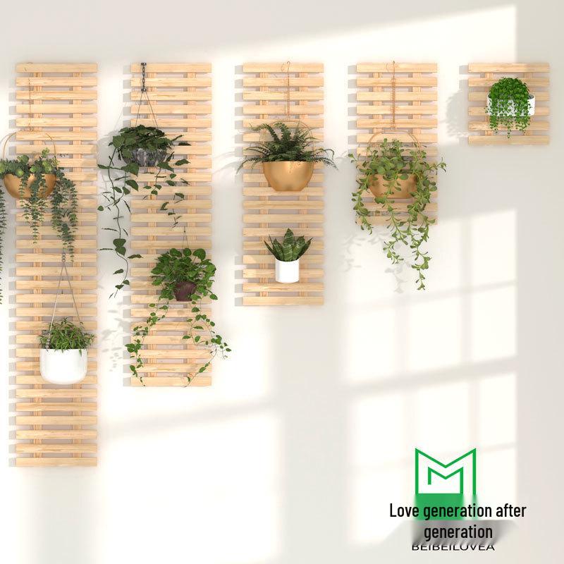 Balcony Solid Wood Hanging Flower Rack - Indoor Wall Decor for Plants