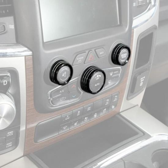 For 11-23 Chrysler 300/Charger Black Alloy AC Radio Switch Knob Trim Ring Cover