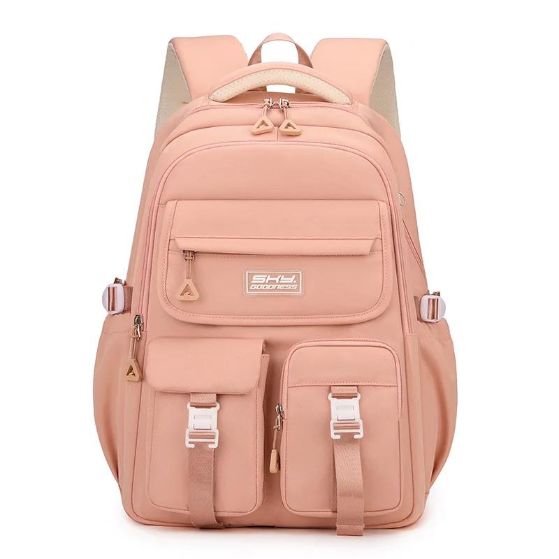 Waterdichte Nylon Rugzak voor Vrouwen Vrouwelijke schooltassen Reisrugzakken collage student Schooltas voor Tienermeisjes Boekentas Mochila 31x18x44cm beige