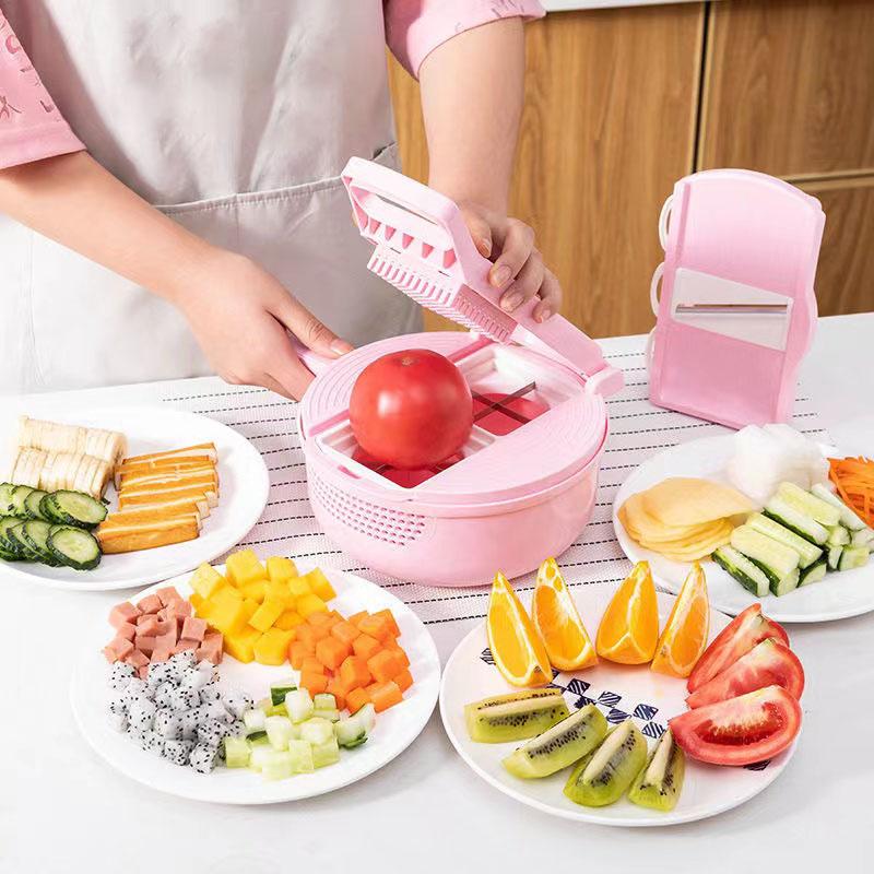 13-piece Kitchen Vegetable Cutter Dicer Shredded Sliced Fruit Divider Upgrade Storage Box for Salad Potato Tomato