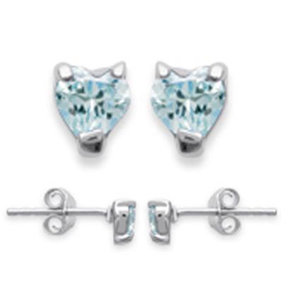 [D7443] - Silver Earrings 'Coeur Essentiel' Silver Turquoise (rhodium-plated) - 3 Mm