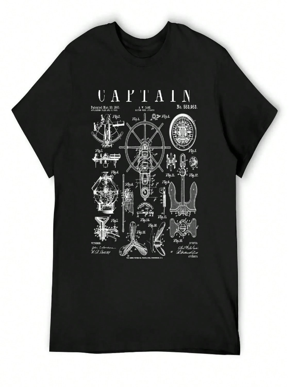 Ship Captain Nautical Maritime Sailing Boat Vintage Patent T-Shirt Anime T-Shirt Boys Whites Sweat Shirts, unisex S разноцветный