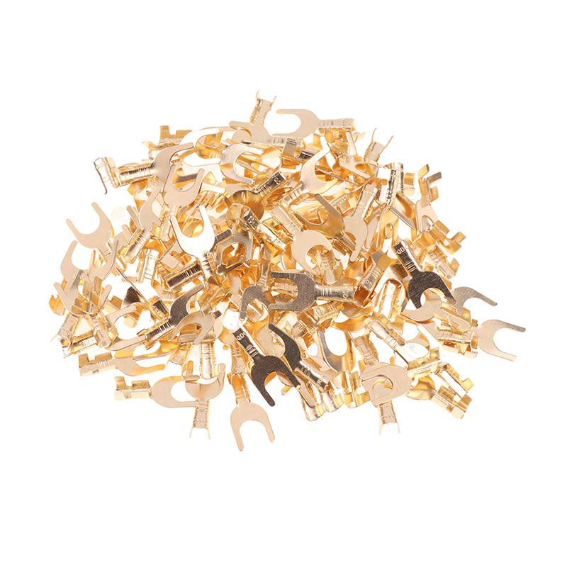 100Pcs/Pack 3.2/4.2/5.2/6.2Mm U-Shaped Brass Cable Grounding Lug Connector
