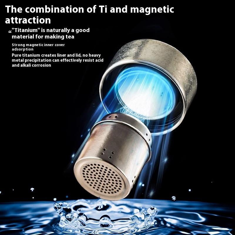 Gianxi Pure Titanium Magnetic Tea Separation Glass Cup For Men'S High-End Magnetic Bubble Tea Cup Glassware  Glass Bottle