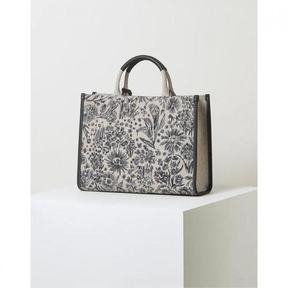 Daks Navy Flower Embroidery Jacquard Large Tote Bag Dcba2f655n2