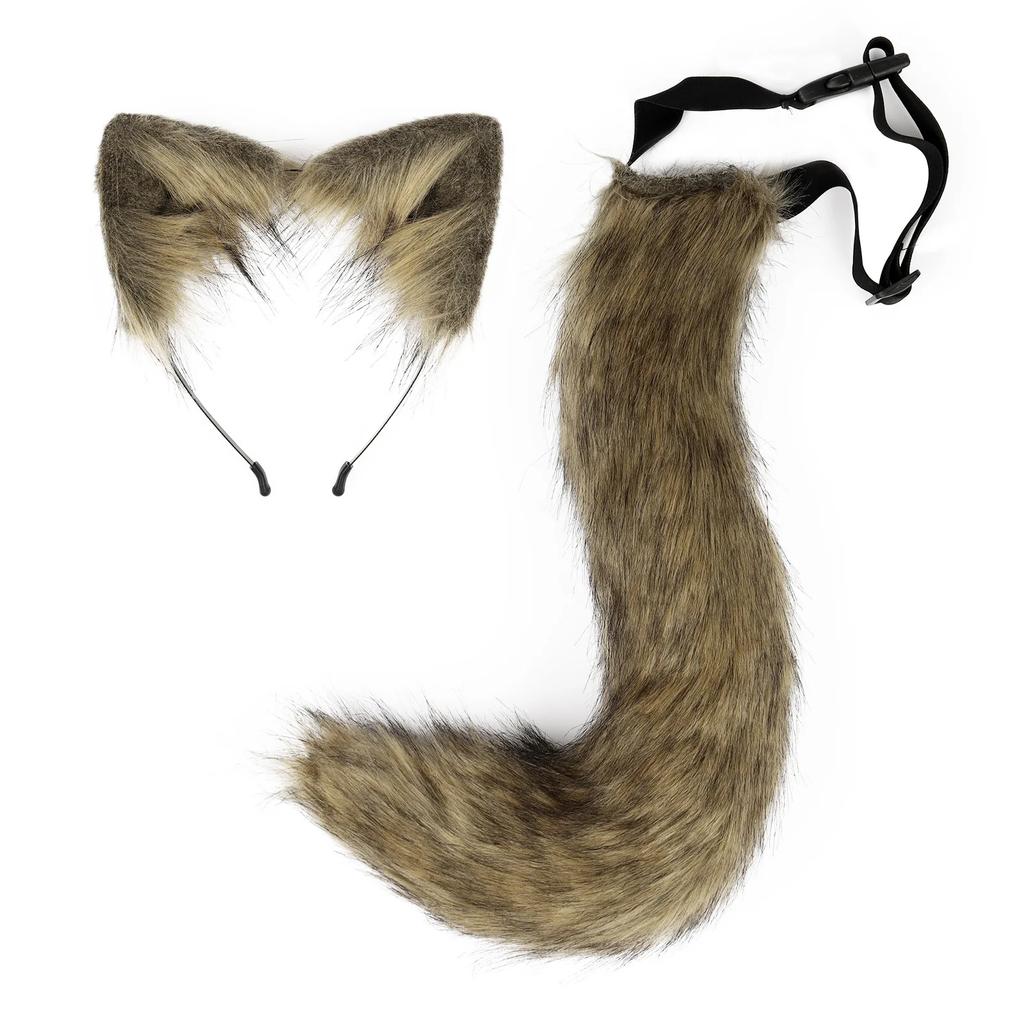 New Halloween Party Adjustable Simulation Fox Tail Plush Fox Ears Hair Band Cosplay Anime Exhibition Dress Up Anime Accessories