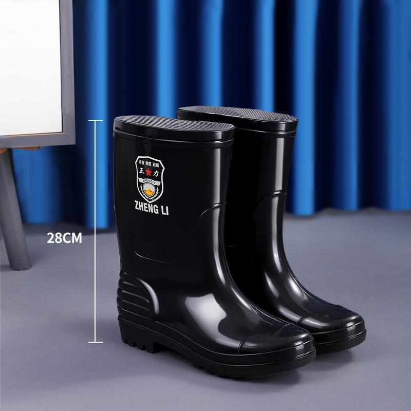 Thick-soled wear-resistant solid color men's lightweight high-top men's warm high-top waterproof mid-high non-slip rain boots thick model