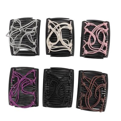 6 Pack Magic Hair Combs for Women Accessories Stretchy Double Comb Adjustable Elastic Hair Clips
