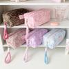Leopard Print Plush Makeup Bags with Handle Portable Travel Cosmetic Storage Bag Toilet Bag Cute Pencil Case Fashion Handbag