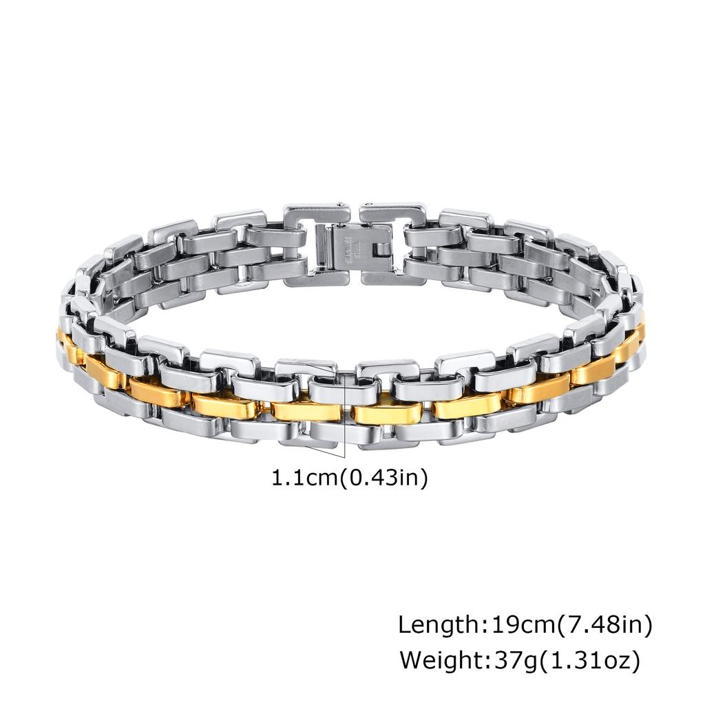 Stylish Strap Chain Bracelets for Men Boys,Waterproof Stainless Steel Thick Chain Wristband,Father's Day Husband Dad Gift