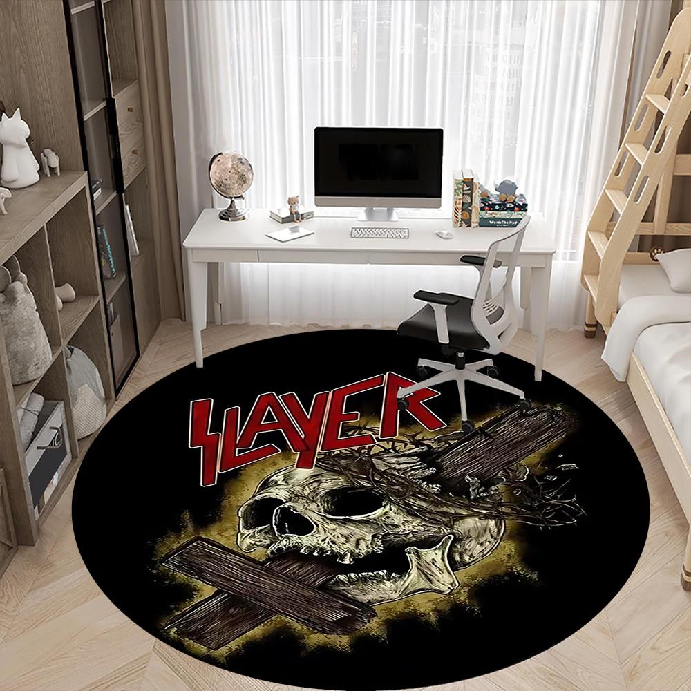 1PC Slayer Skull Office Round Area Rug, Indoor Mat Suitable For Office, Under Office Chairs Bedroom Living Room Home Decor DT1212105