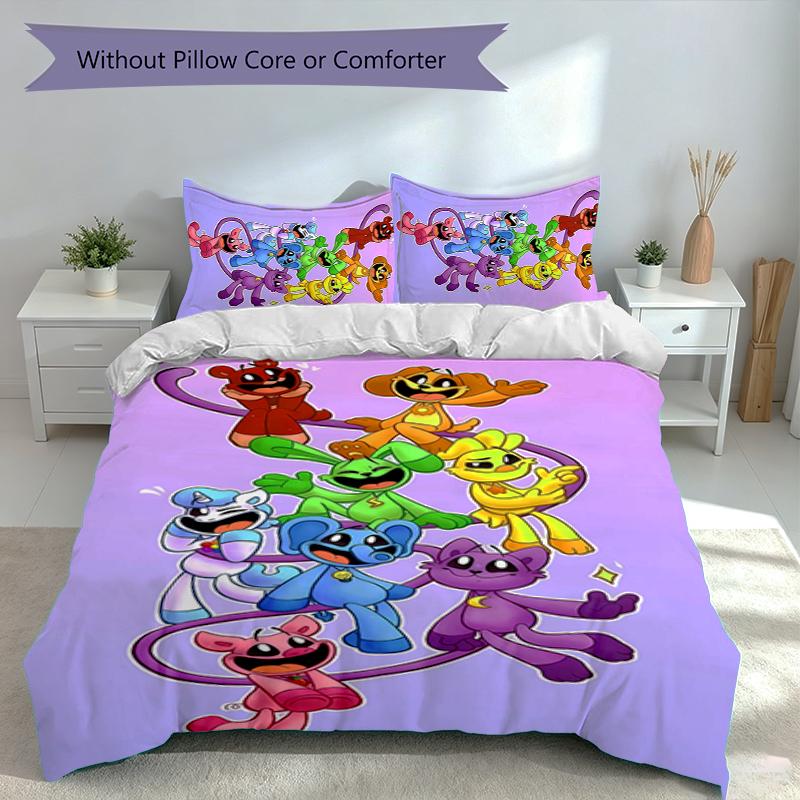 3pcs Smiling Critters Duvet Cover Set, Includes 1 Duvet Cover and 2 Pillowcases,Skin-Friendly&Comfortable Fabric,Suitable Bedding Sets