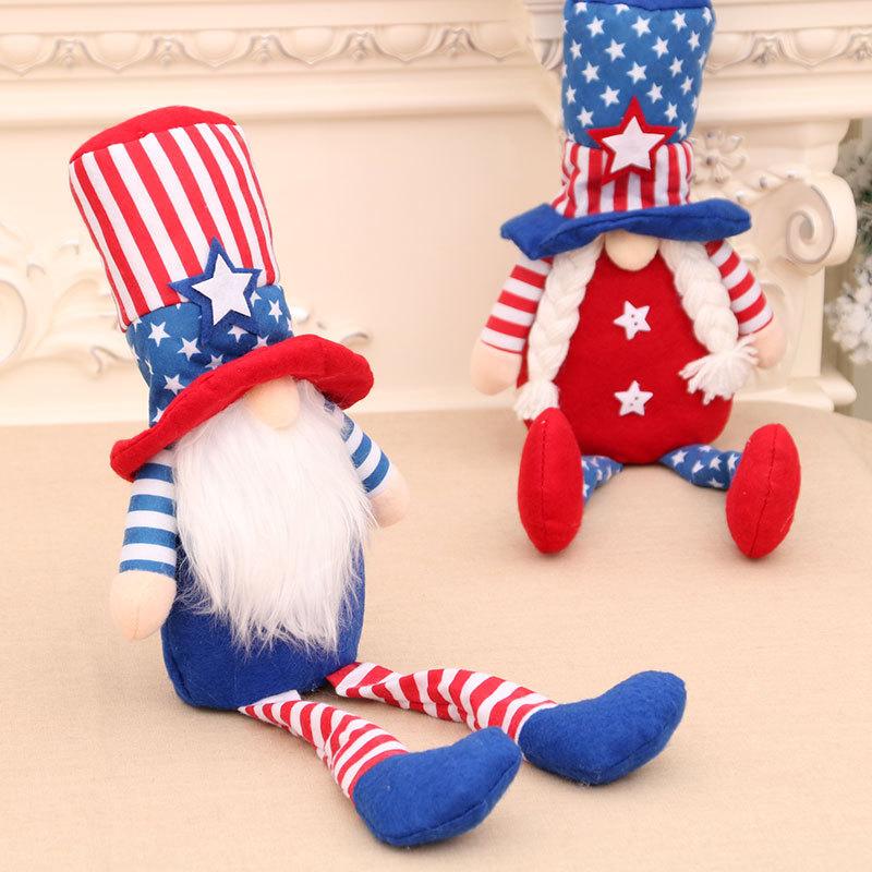 Große Unabhängigkeitstag Festival Beinpuppe Gesichtsloser Zwerg Stern Streifen Puppe