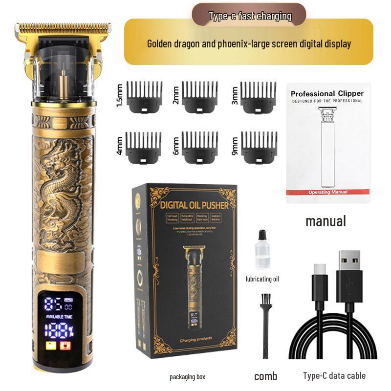 Retro Electric Hair Clipper & Shaver - Special Oil Design for Bald and Styled Heads