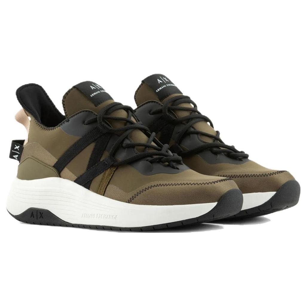 Armani Exchange Round Toe Thick Sole Low Top Casual Shoes Men sneakers Green XUX187XV7741Q482