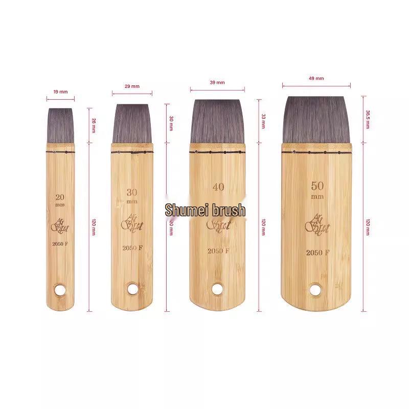 Artsecret Flat Brush with Grey Squirrel Hair Blend & Carbonized Bamboo Handle for Watercolor, Gouache, Oil, & Acrylic Painting