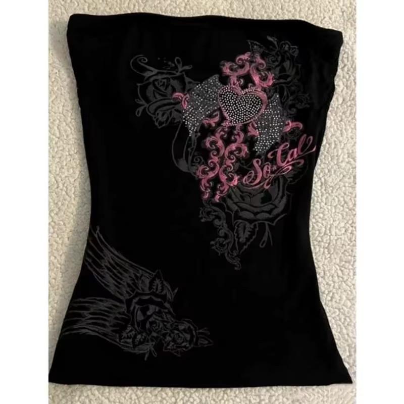 Women Coquette Fairycore Y2K Aesthetic Cami Top Print Halter Tank S-L 2XL