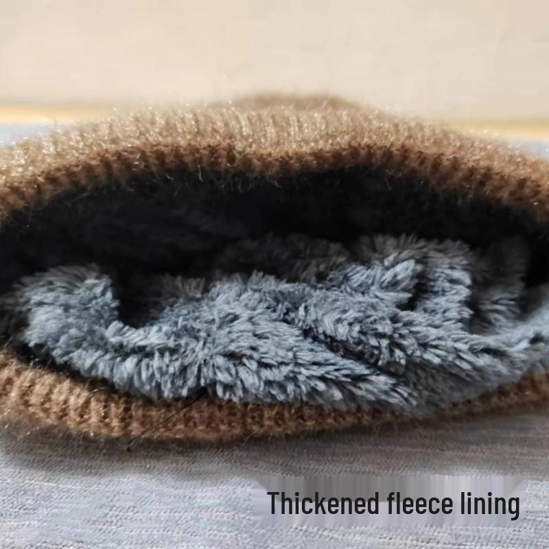 Damski jesienno-zimowy zestaw wełnianej czapki i szalika z ochroną uszu dla osób w średnim i starszym wieku