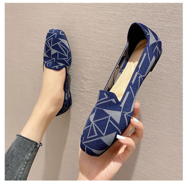 

Новые туфли-лодочки с круглым носком, вязаные, тканые, женские туфли, плоская подошва, летящие тканые туфли-бини, женские 35 чёрный