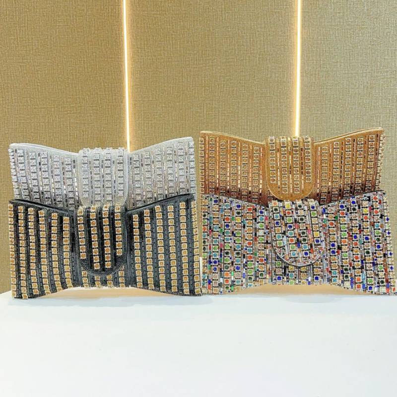 Retro Ladies Evening Clutch With Rhinestones For Formal Events