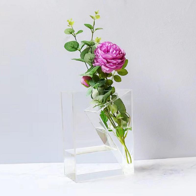 Clear Decorative Vase Floral Container Aesthetic Unique Elegant Shatter-Proof Modern Acrylic Flower Vase For Home Decor