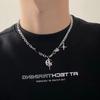 Men's Niche Design Titanium Steel Starburst Necklace with Black Gemstone