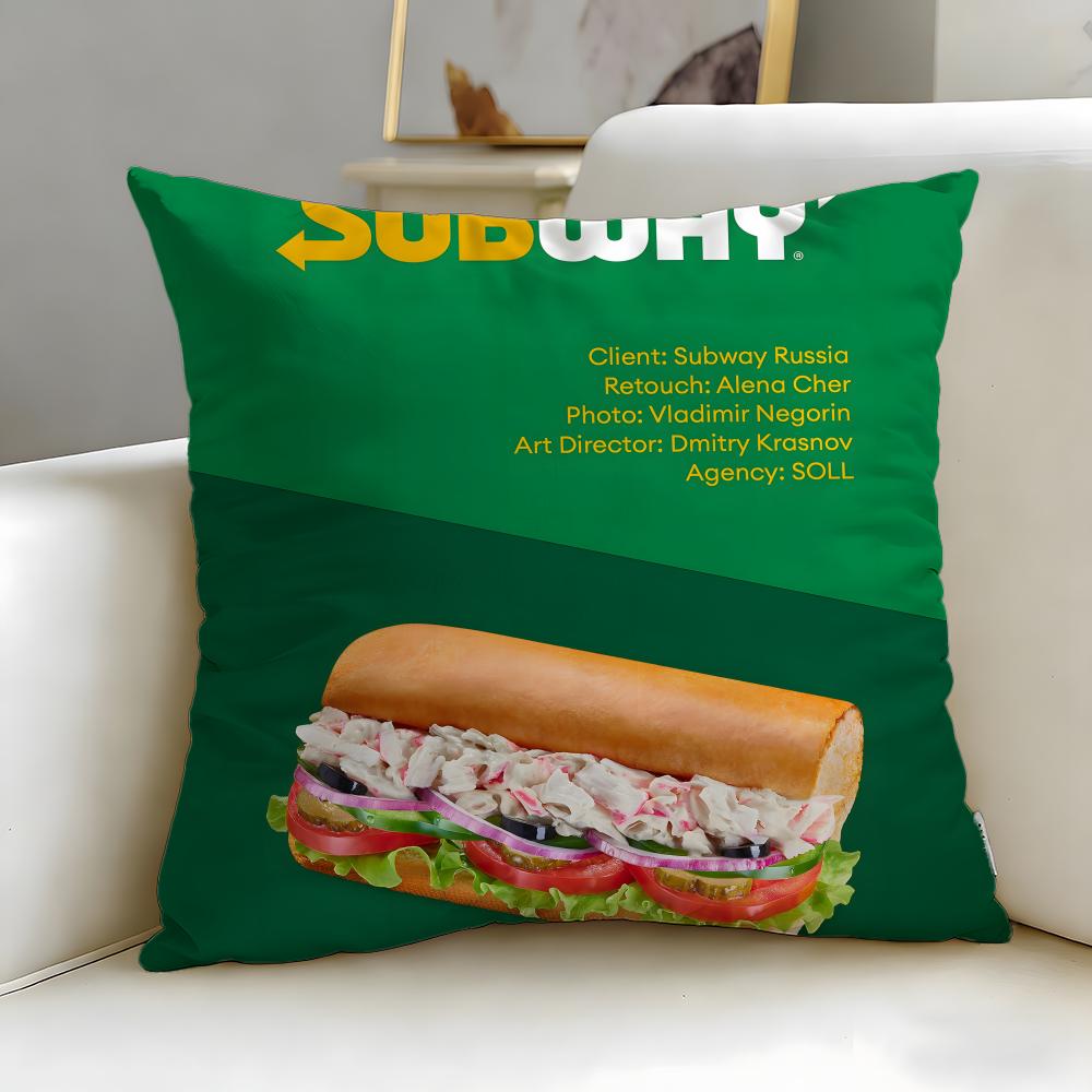 classic restaurant brand Subway Cushion Cover Soft  EasyWash Pillow Case  Versatile for Couch Bed Travel and Office 30X30cm