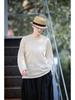 Autumn Beige Round Neck Long Sleeve Knit Top for Layering and Spring Commute