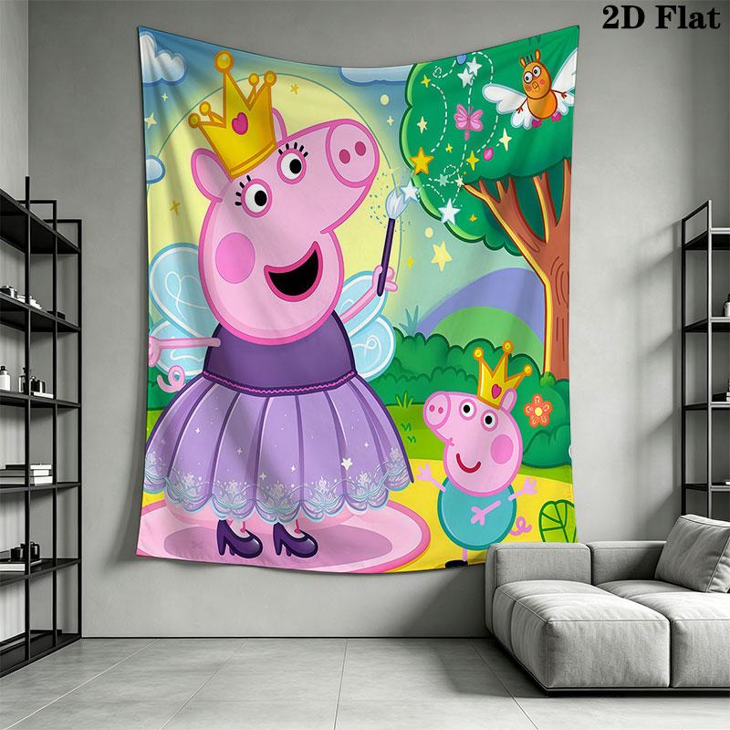 Peppa Pig A Wall Hanging Printed Fabric Blanket Decorative Tapestries for Bedroom Living Room Home Decor