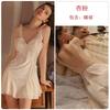 Sexy Deep V Plus Chest Pad Waist Strap Mesh Lace Splicing Velvet Nightdress Robe Loungewear