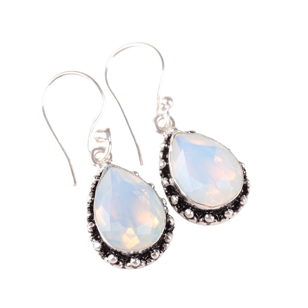 Milchiger Opal Edelstein 925 Sterlingsilber Schmuck Braut Ohrringe 1,41" Zum Geschenk EE-97-19