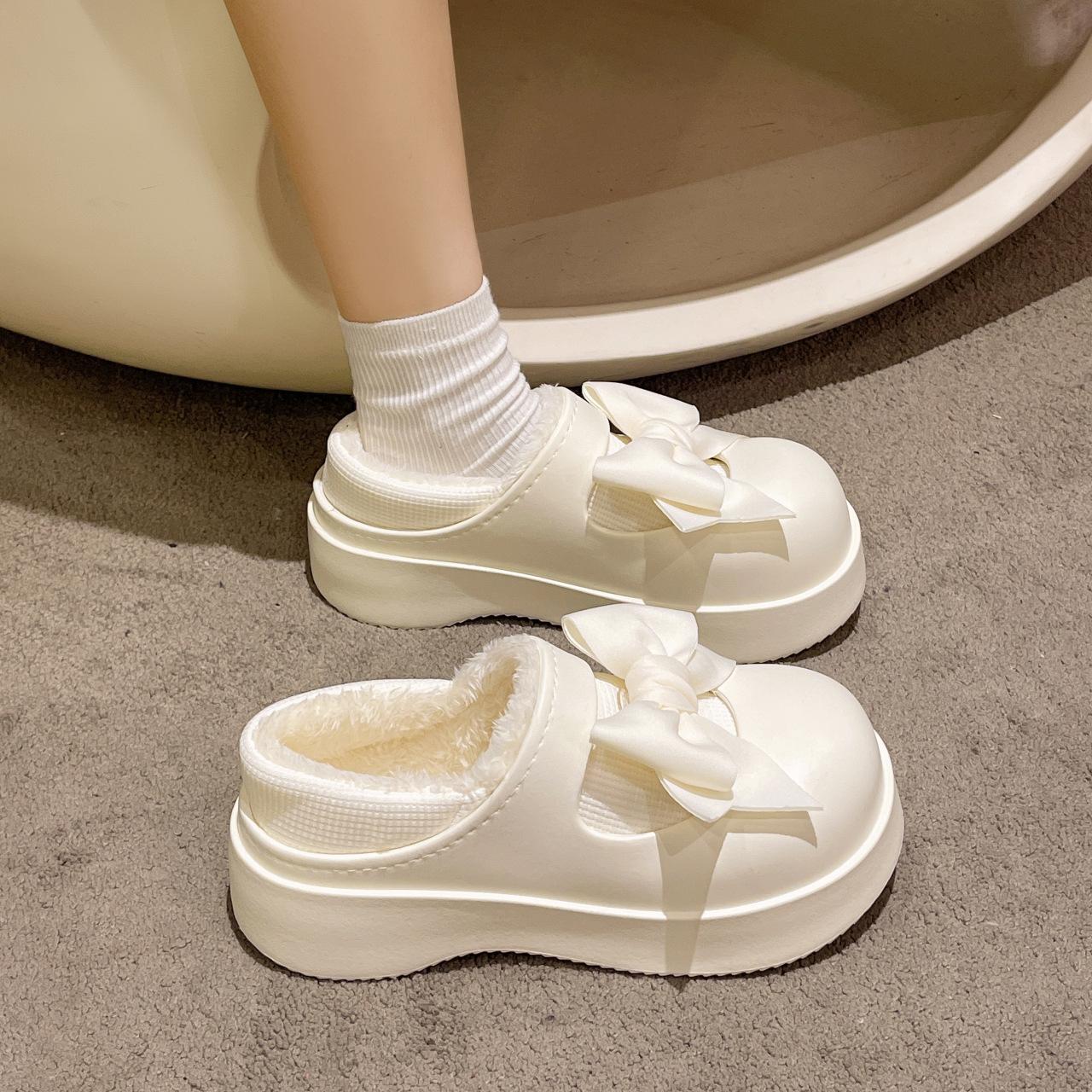 

Зимние хлопковые тапочки женские домашние теплые плюшевые тапочки для дома мягкие с толстой закрытой пяткой нескользящие водонепроницаемые хлопковые тапочки 35-36