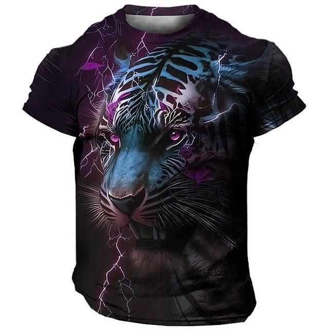 3D Harajuku Tiger Pattern Men's T Shirts Hip Hop Punk Style Streetwear Fashion O-neck Short Sleeve Pullover Oversized T-shirt