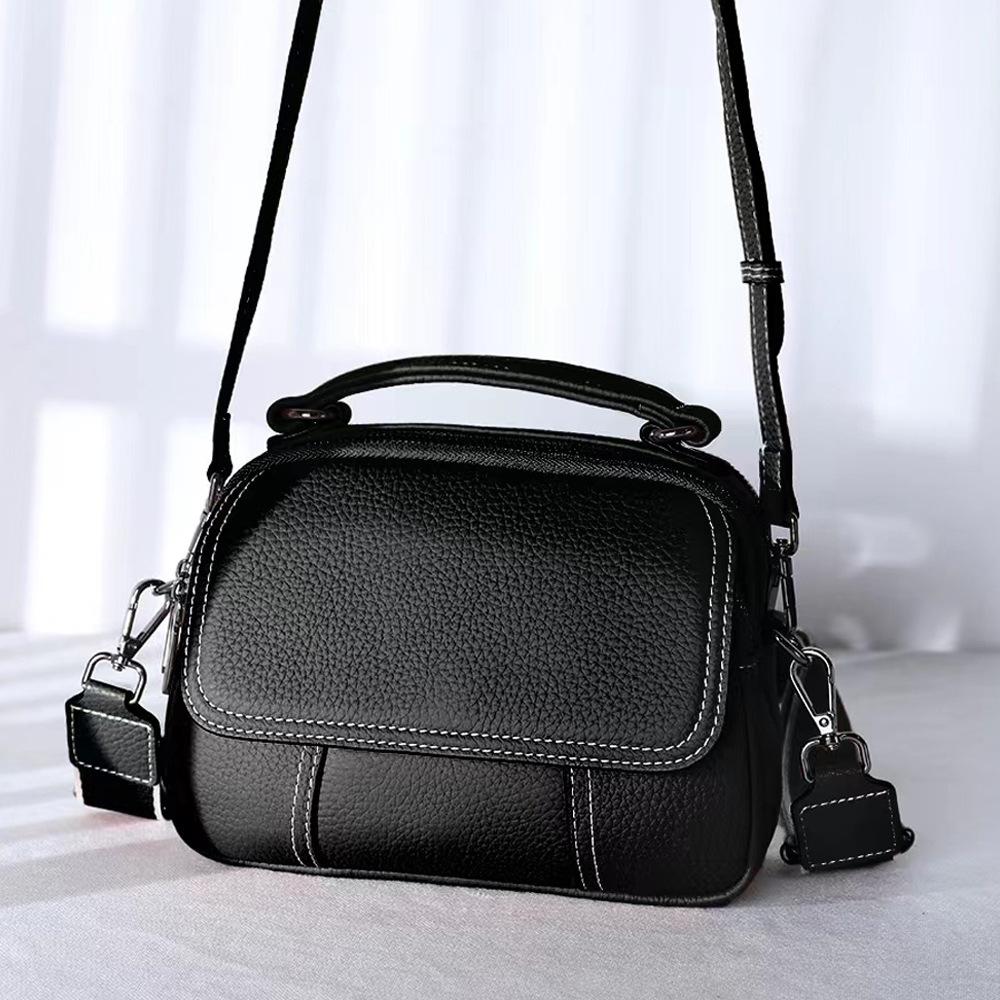 first-layer cowhide women s bag, portable messenger women s handbag, casual multi-compartment handbag, large-capacity leather women s bag.