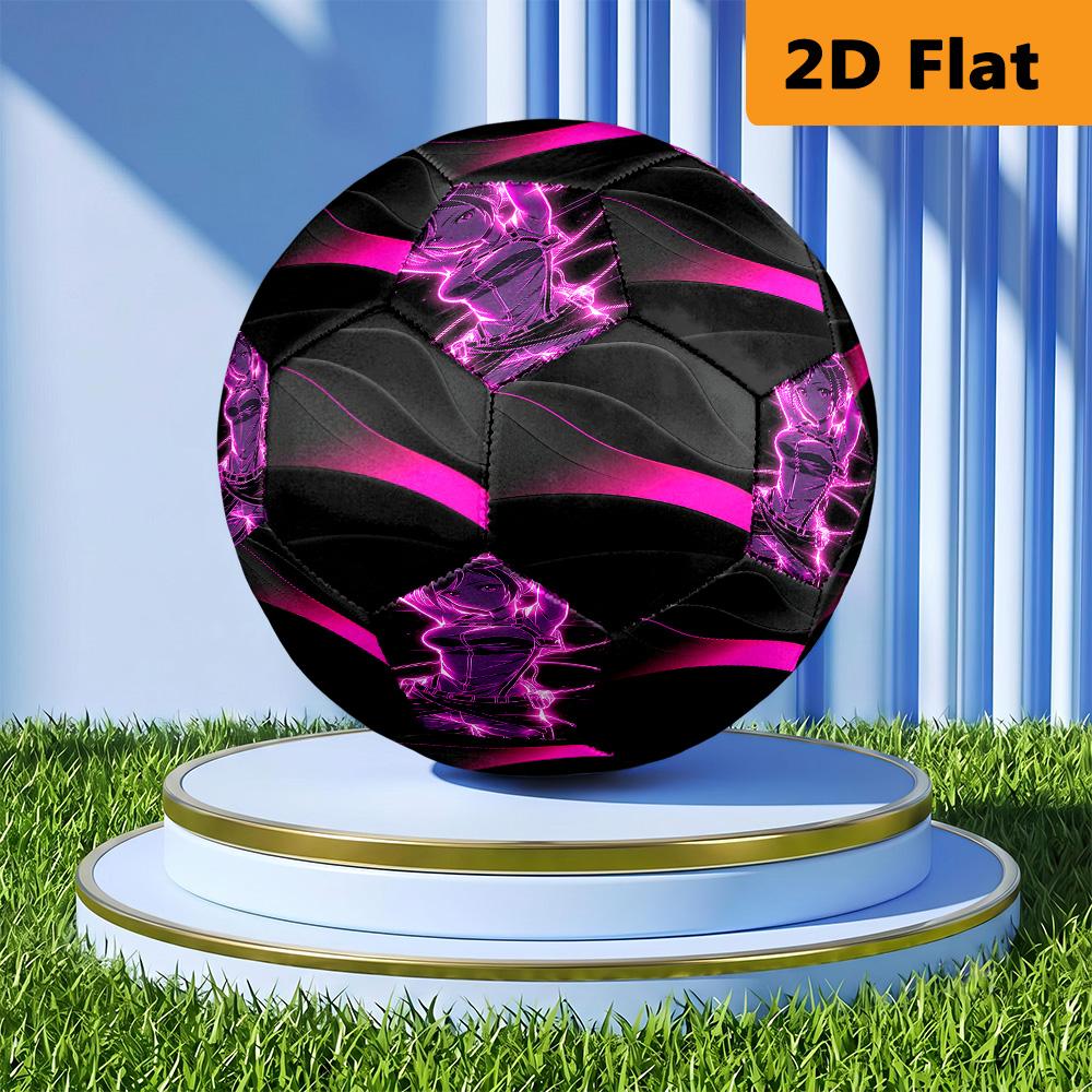 Black Pink Gradient Wave Size Soccer Ball High Elasticity Match Universal Unique Gift Purple Anime Art Football