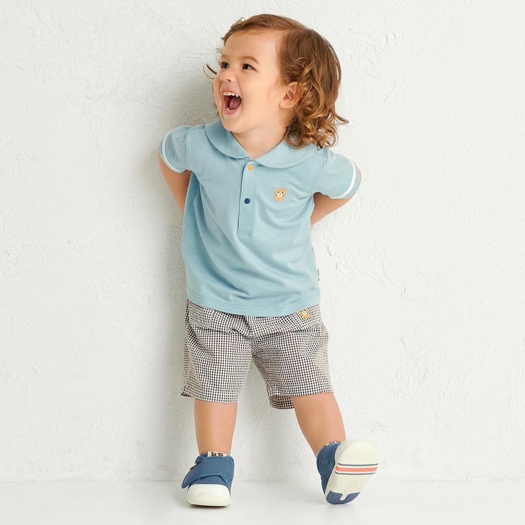 Tricou pentru copii HOUSE, cu guler marinaresc, mânecă scurtă, băieți și fete, albastru furtună, 90 cm [BISCUIȚI MIKI], 72-5203-146