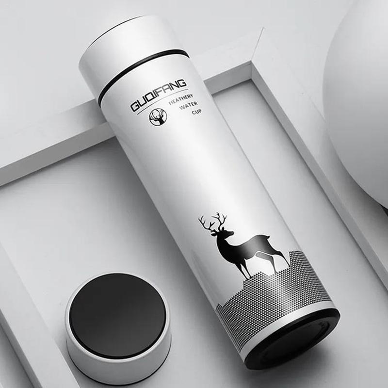 Potiskovací vakuová láhev Lucky Deer 304 z nerezové oceli Láhev na kávu a čaj na vodu 500 ml Domácí venkovní sportovní pohár na vodu