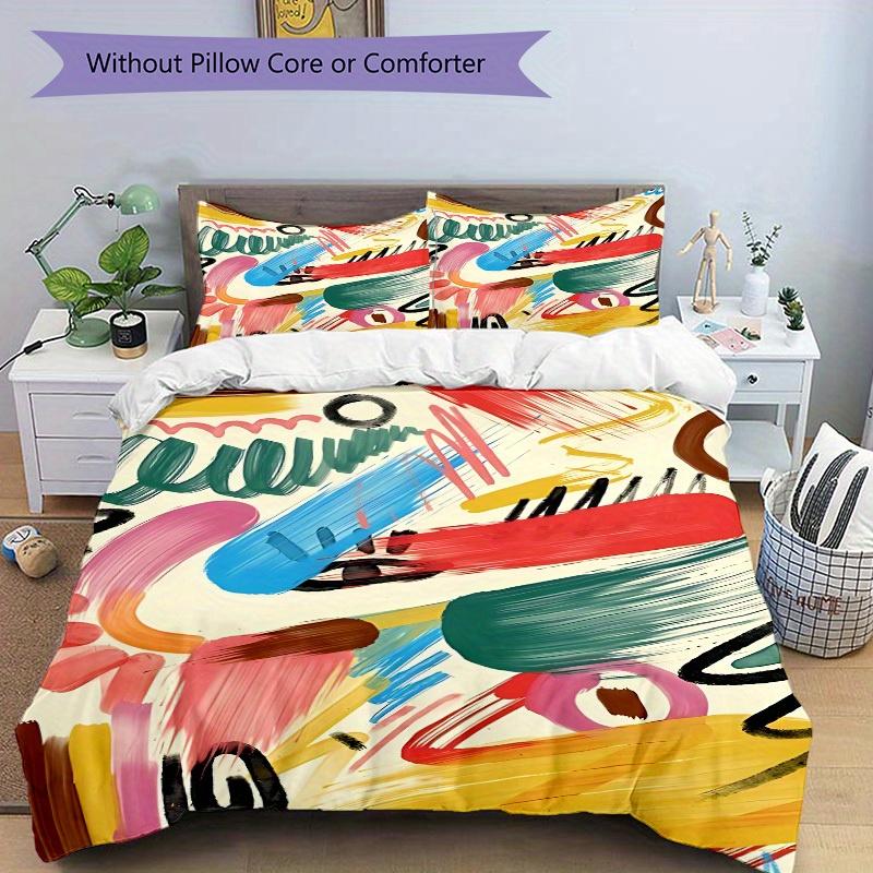 3pcs Abstract Art Print Bedding Set, Breathable and Soft, Suitable for All Seasons, Ideal for Home Use, Suitable for Bedroom Decor 21135
