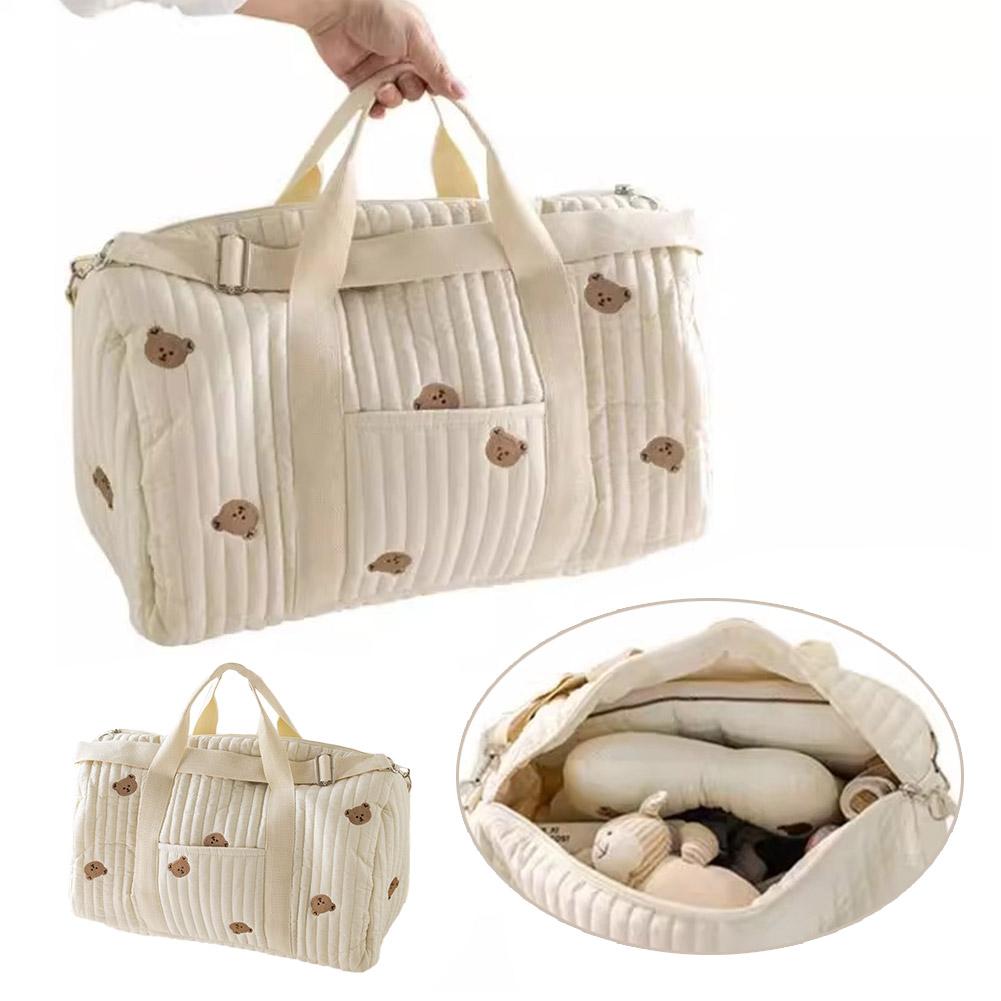Little Bear Embroidered Handheld Shoulder Bag Large Capacity Mommy Bag Mother Baby Parent Child Single Shoulder Bag