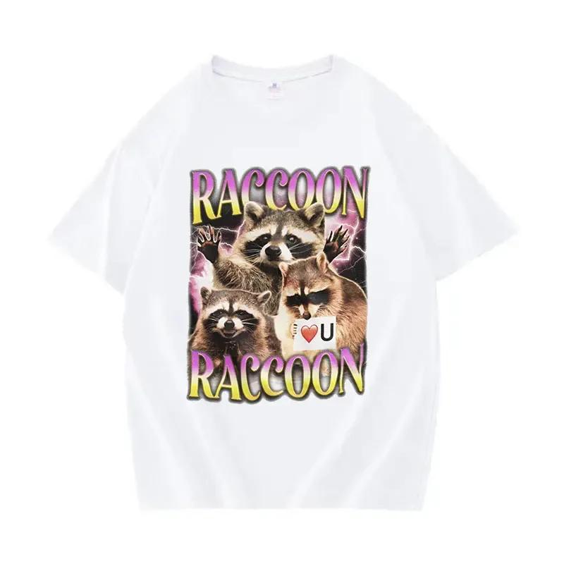 

Retro Raccoon Lover Funny Meme Graphic T Shirts Unisexs Fashion ONeck Short Sleeve Tshirt Cotton Oversized Tees Streetwear S